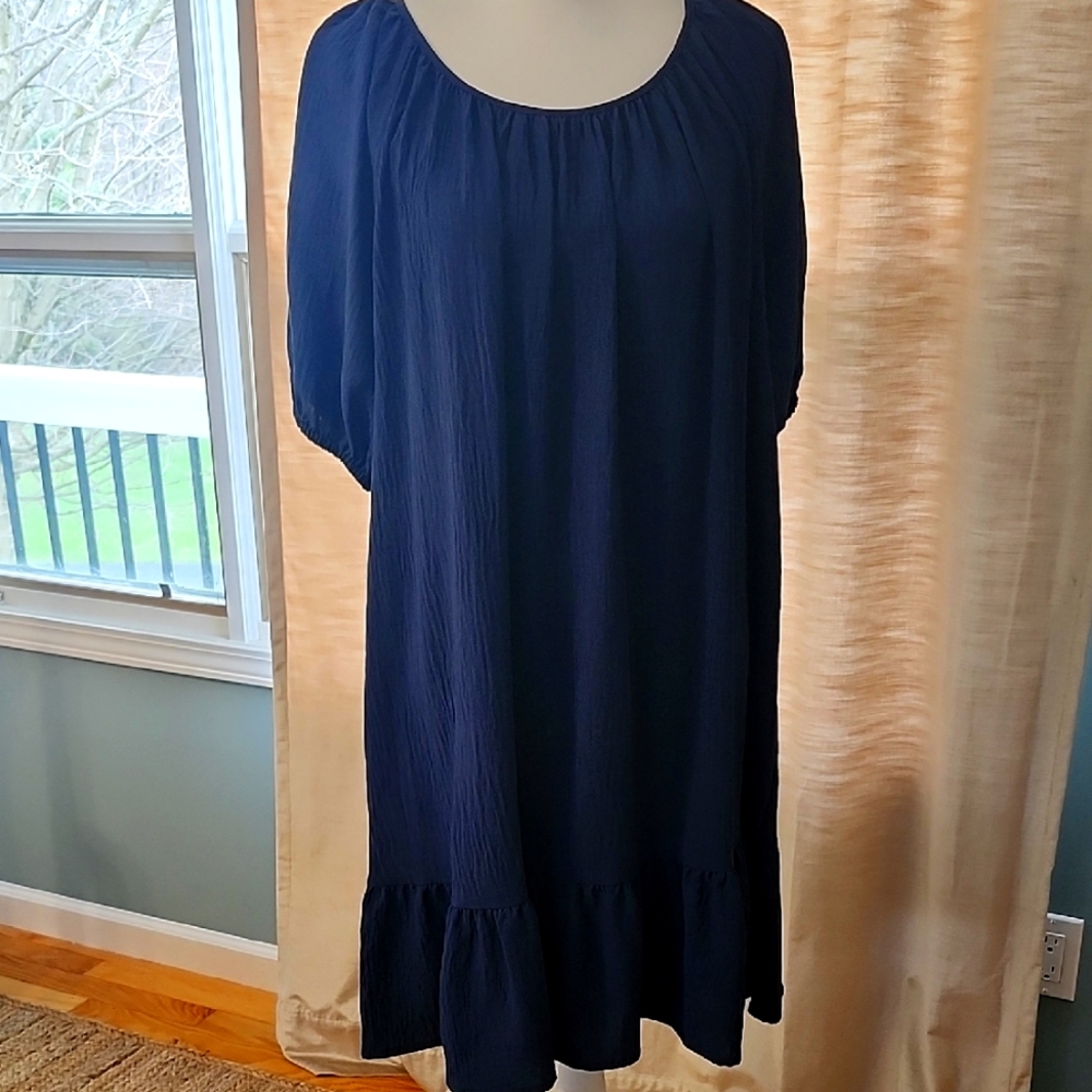 10.00 Sale Navy Blue Dress with Ruffle Hem  NWOT